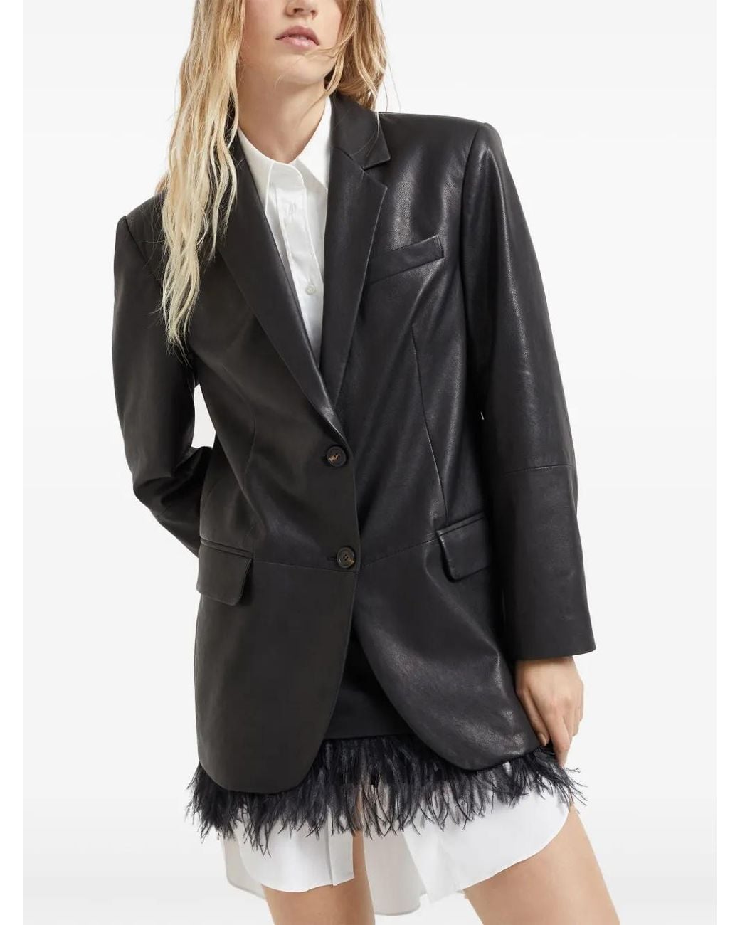 Brunello Cucinelli Black Leather Jacket