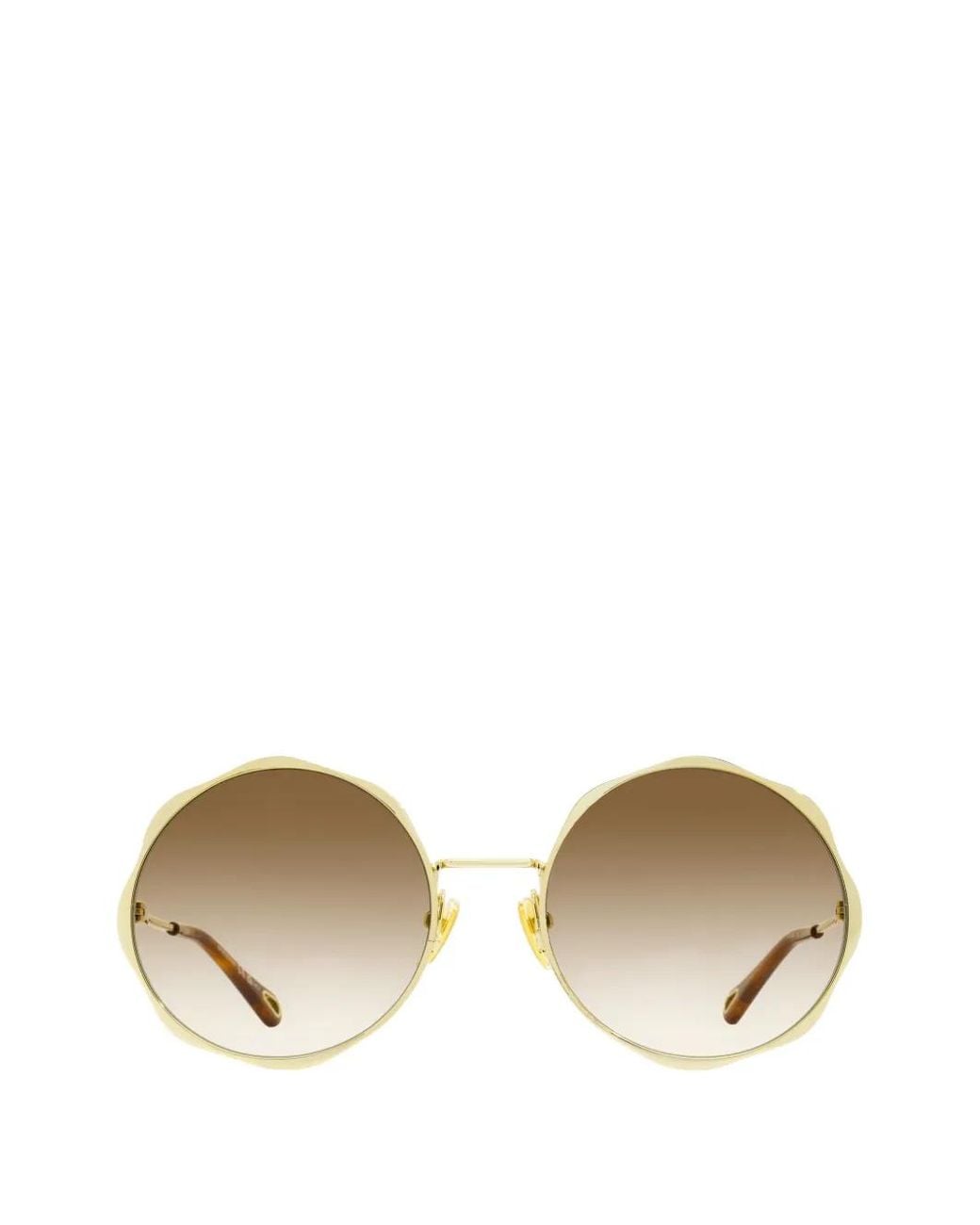 Chloé Natural Scalloped Round-Frame Sunglasses