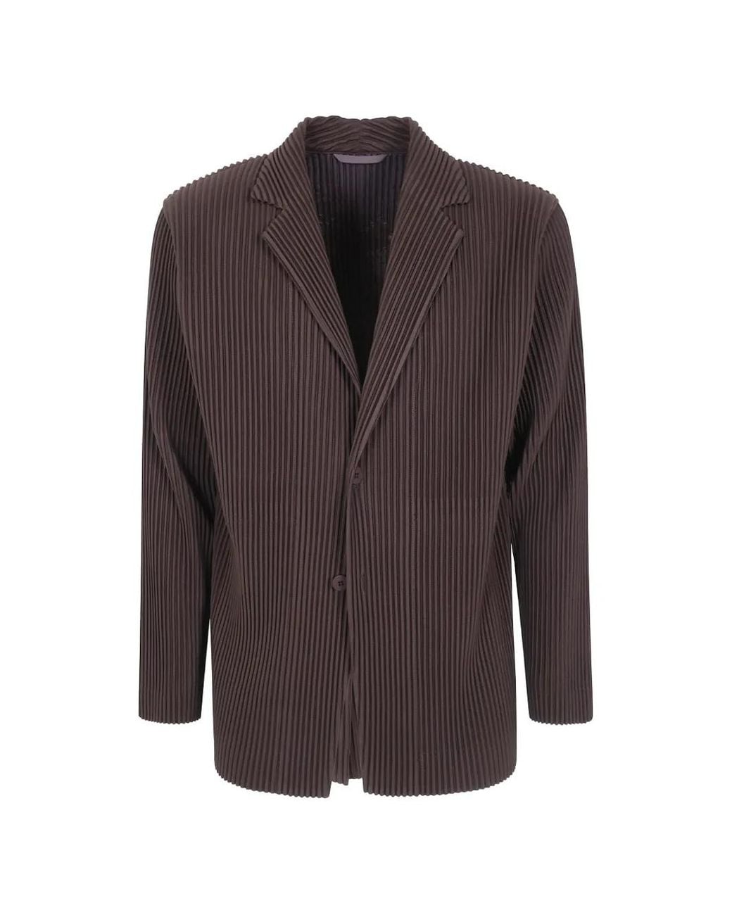 Homme Plissé Issey Miyake Brown Plissé-Effect Blazer for men