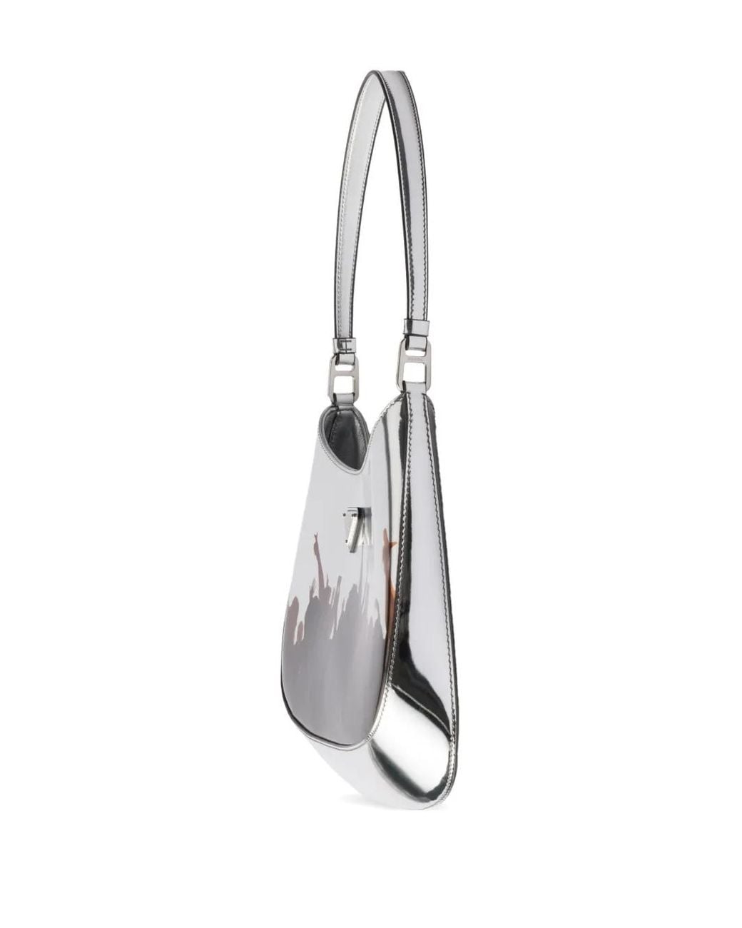Borsa a spalla Cleo in pelle argento di Prada in Black