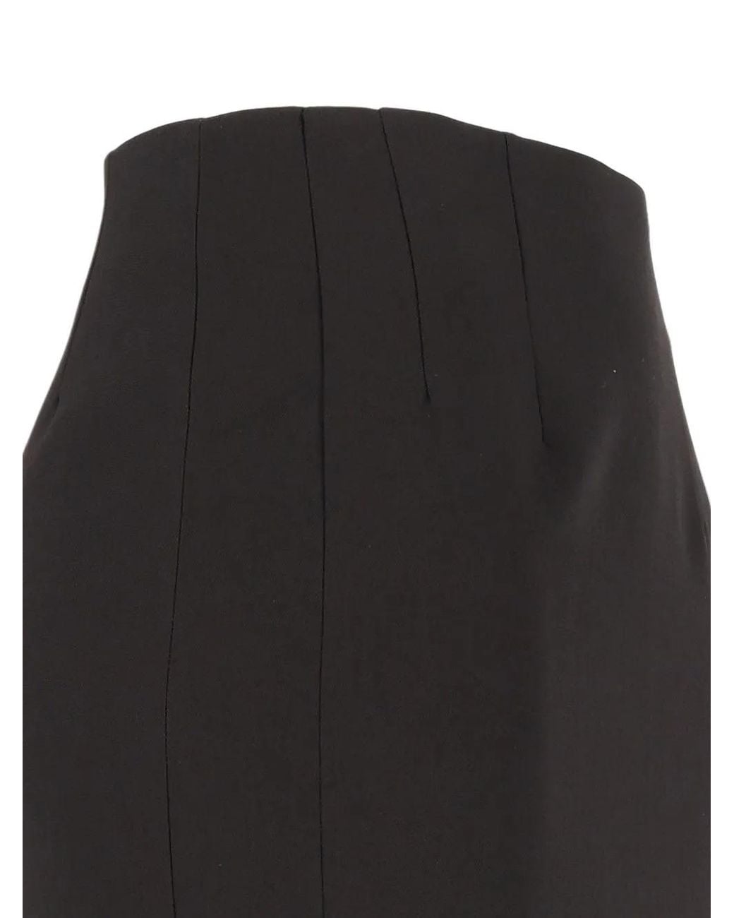Al Duca D'aosta Black Side-Slit Pencil Midi Skirt