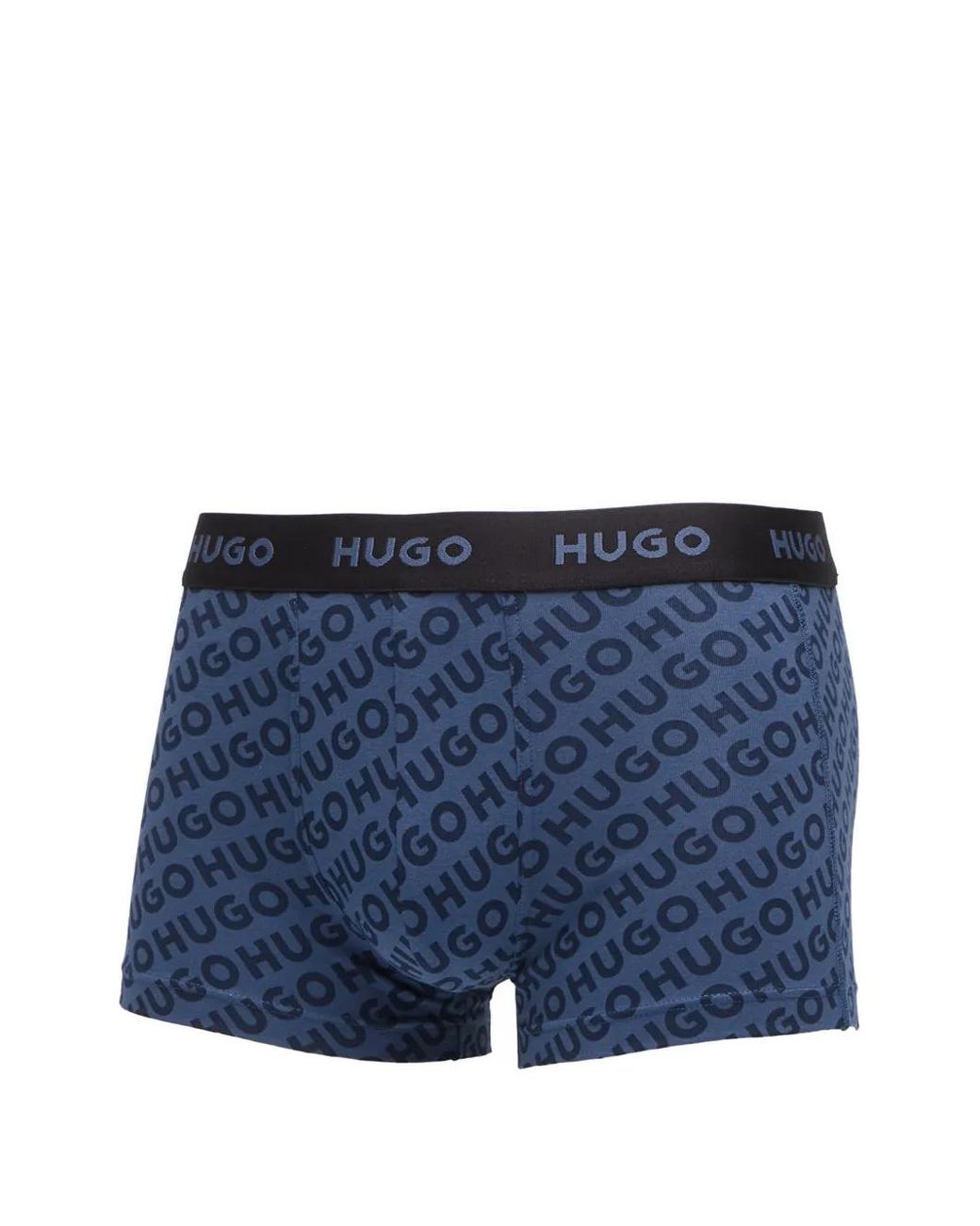HUGO Blue Three-Pack Of Stretch-Cotton Trunks With Logo Waistband for men