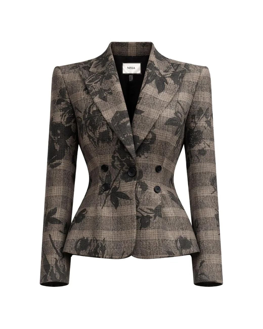 Nissa Black Single-Breasted Fitted Blazer