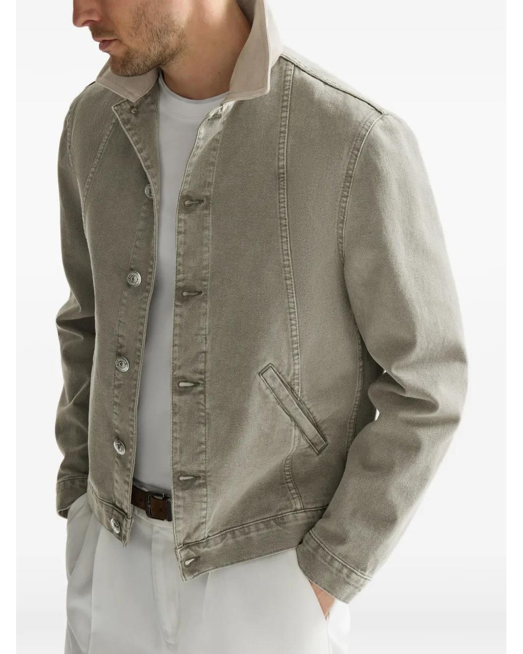 Brunello Cucinelli Gray Garment-Dyed Outerwear Jacket for men