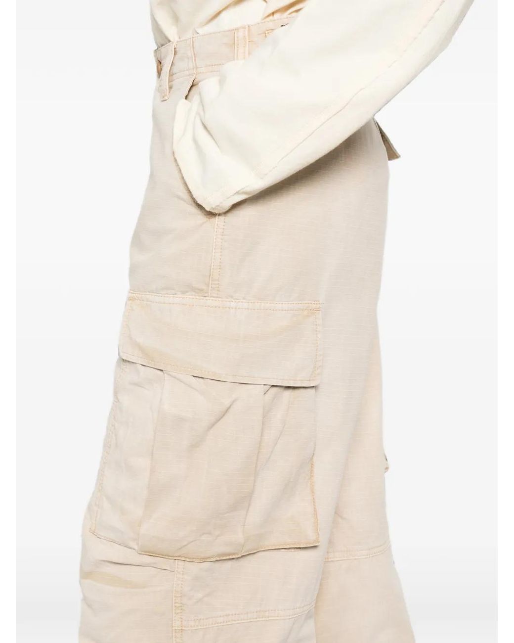 6397 White Ripstop Cotton Cargo Pants