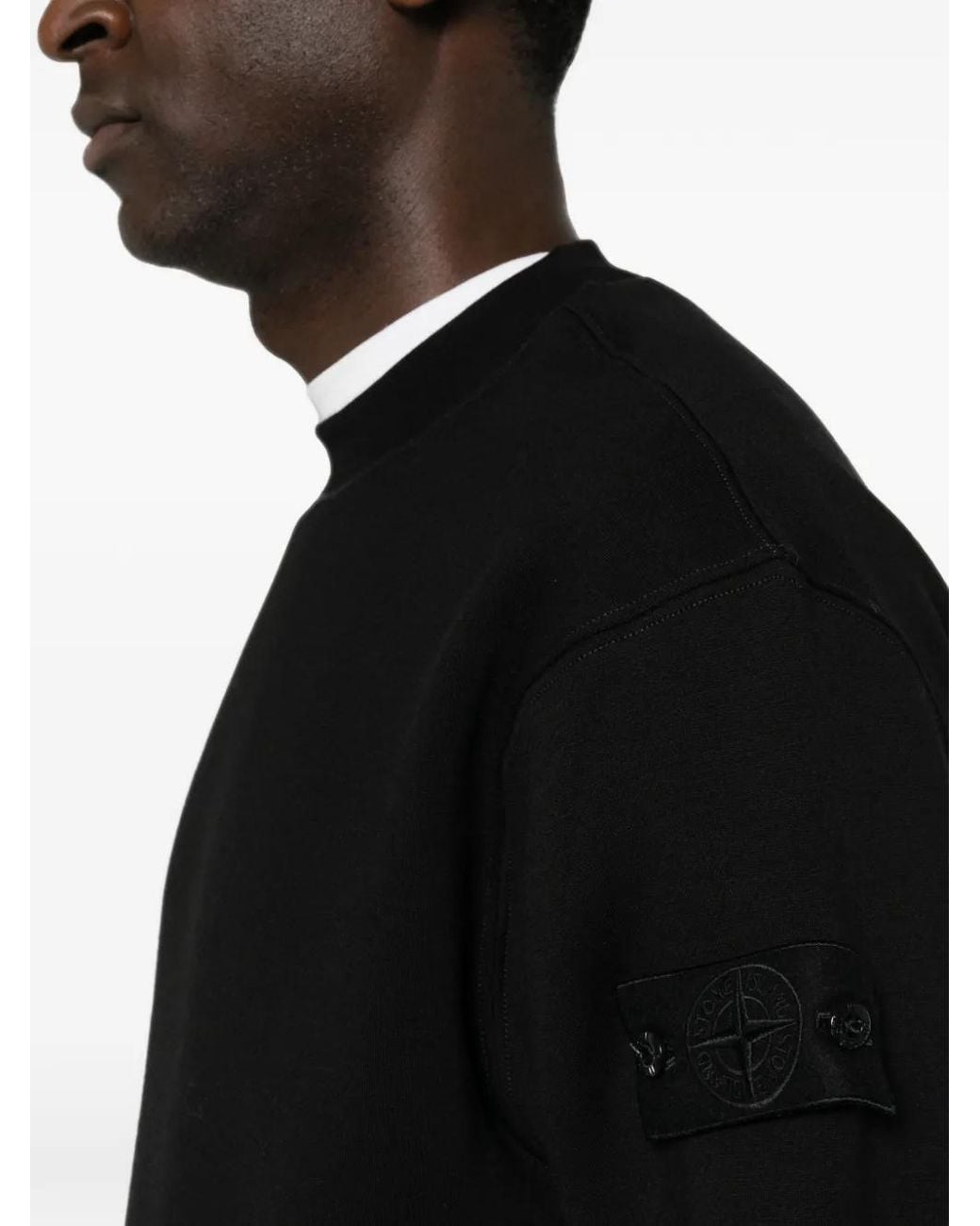 Stone Island Black Pull À Patch Logo for men