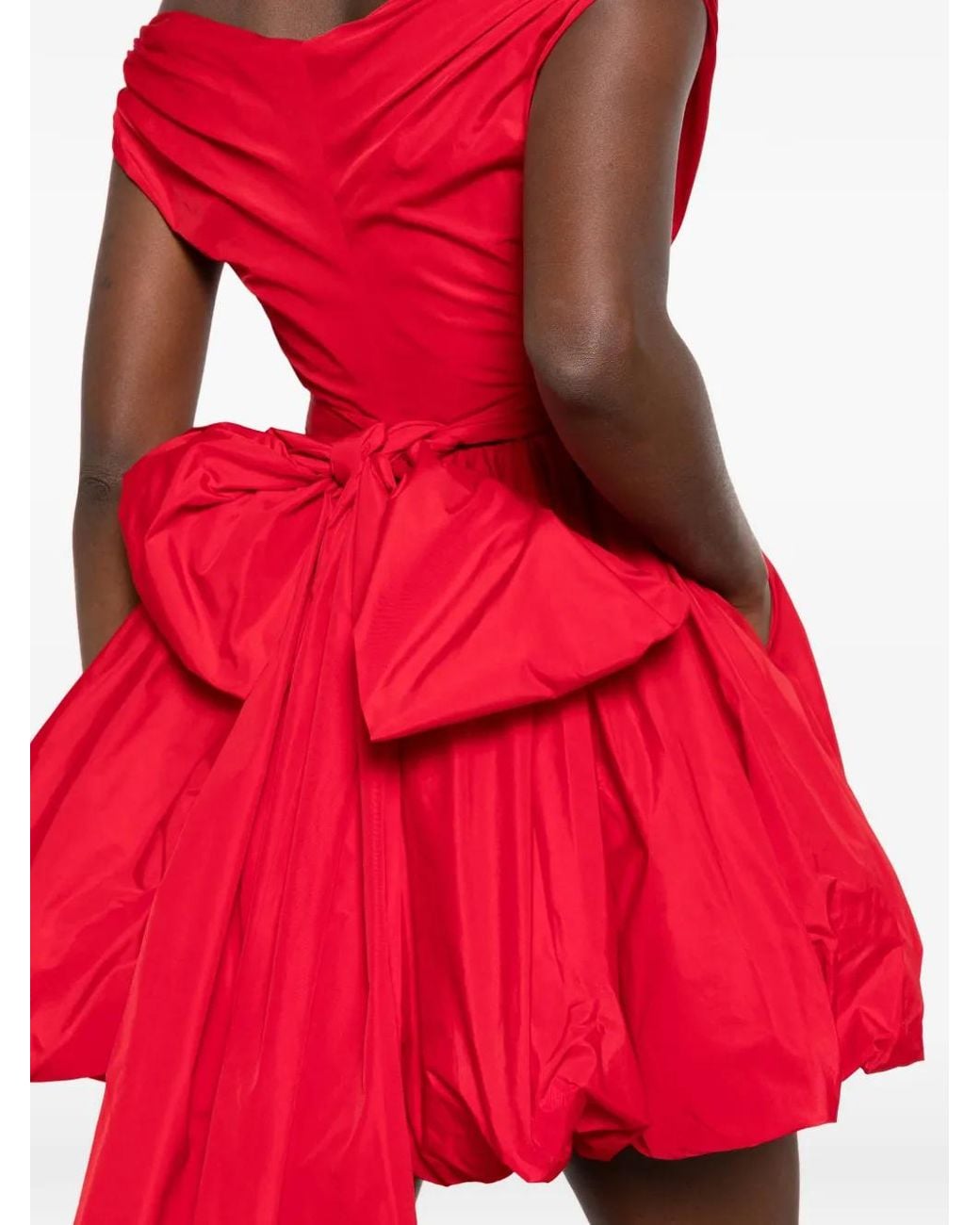 Blumarine Red Bow-Detail Ruched Mini Dress