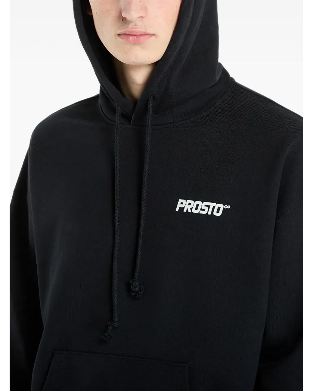Prosto. Black Wear The Street Logo-Print Drawstring Hoodie for men