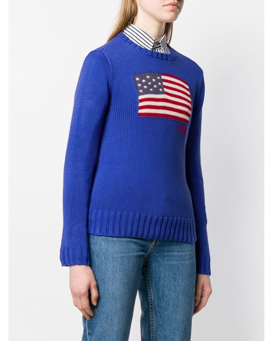 Pull à drapeau américain Coton Polo Ralph Lauren en coloris Bleu | Lyst