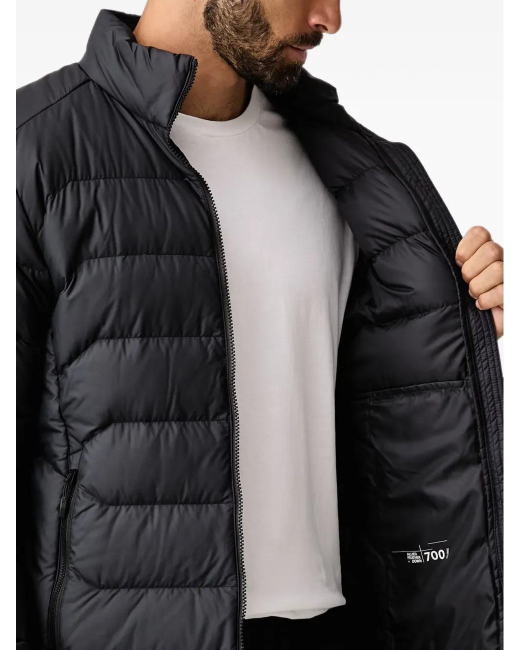 Jack Wolfskin Black Wild Pass Down Logo-Print Quilted Jacket for men