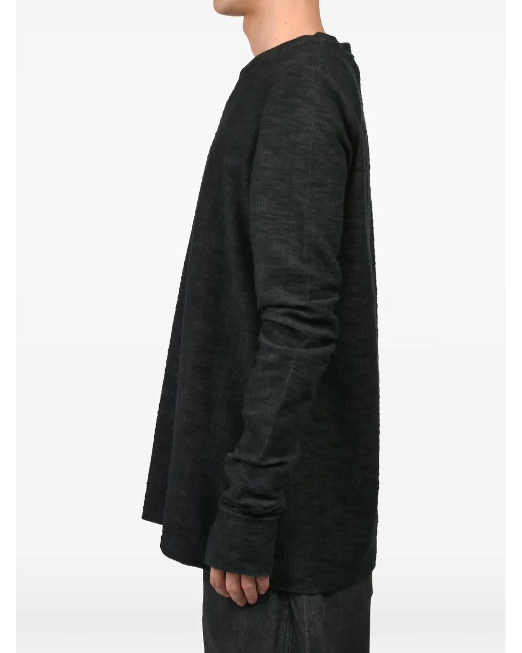 FILTH Black Ribbed-Knit Thumb-Slot Long-Sleeve T-Shirt for men