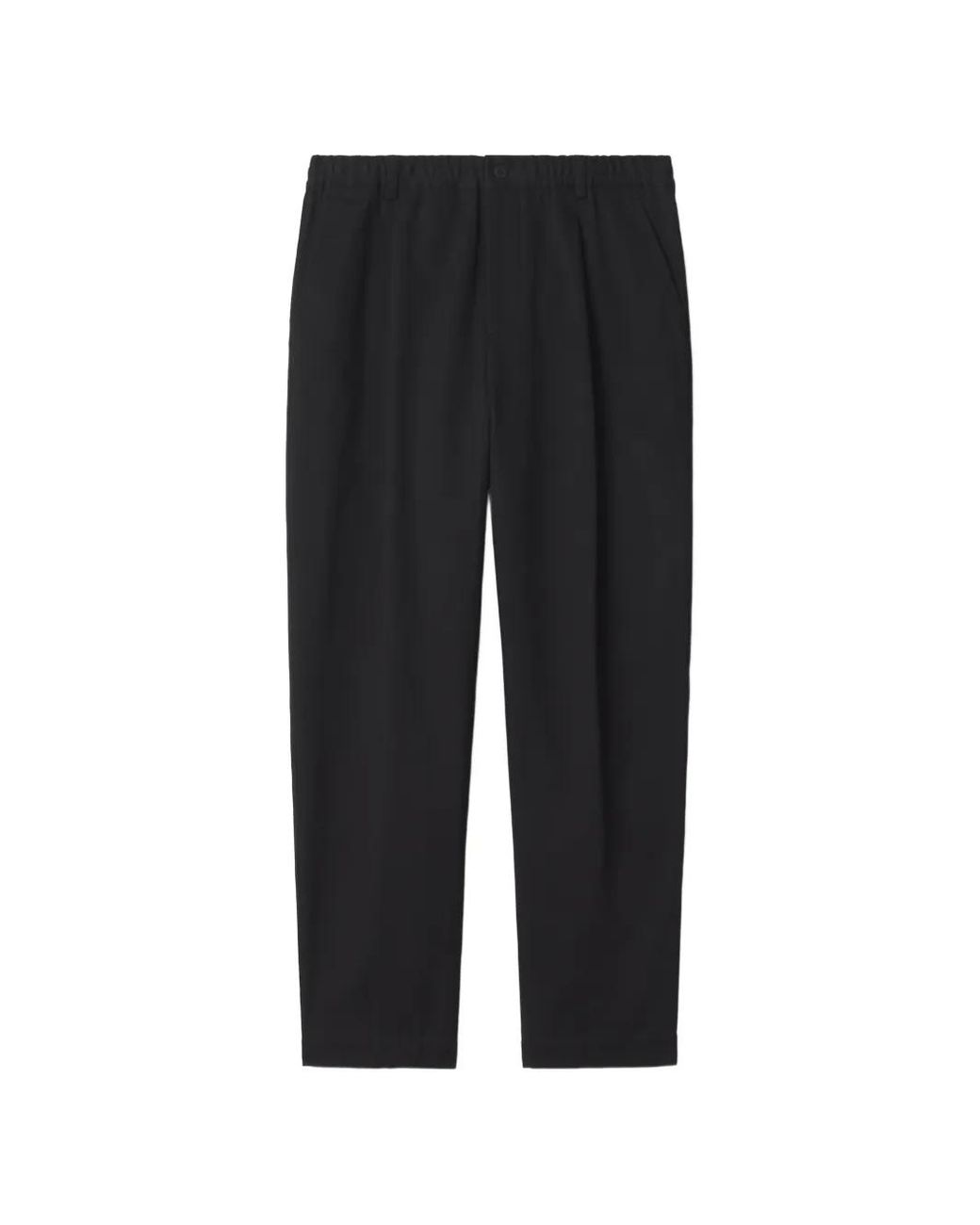 Maison Kitsuné Black Pleated Elasticated-Waistband Trousers for men