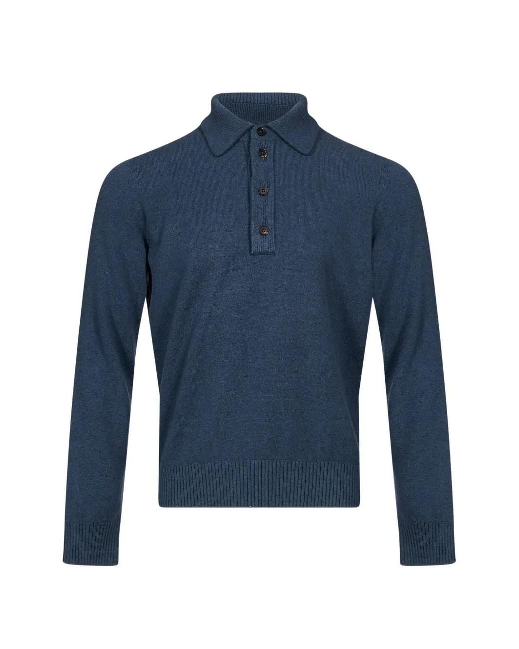 Zegna Blue Long-Sleeve Polo Shirt for men