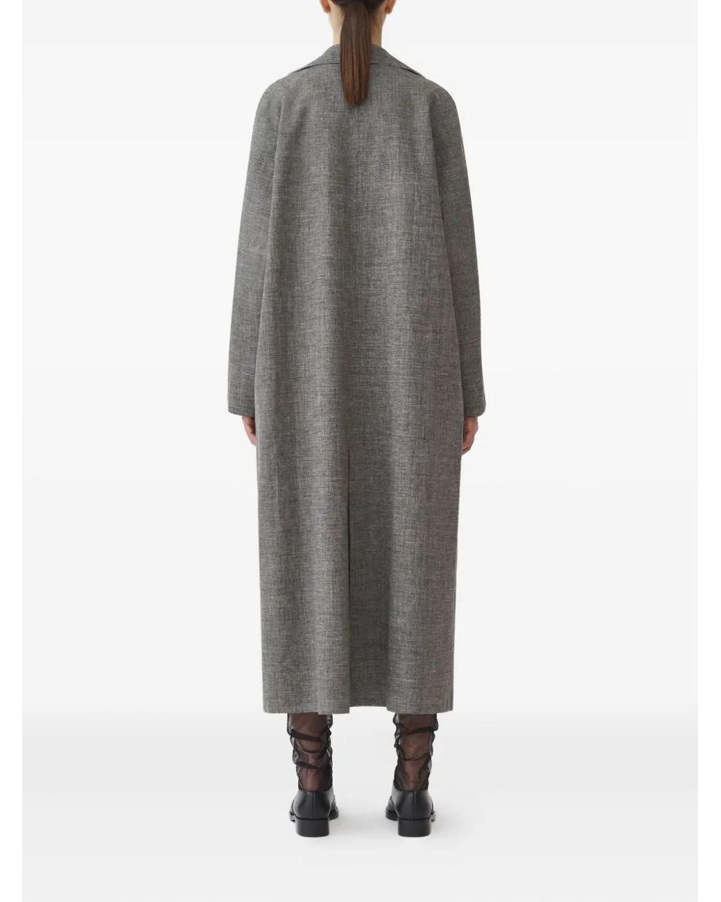 Fabiana Filippi Gray Contrast-Panel Long-Sleeve Coat