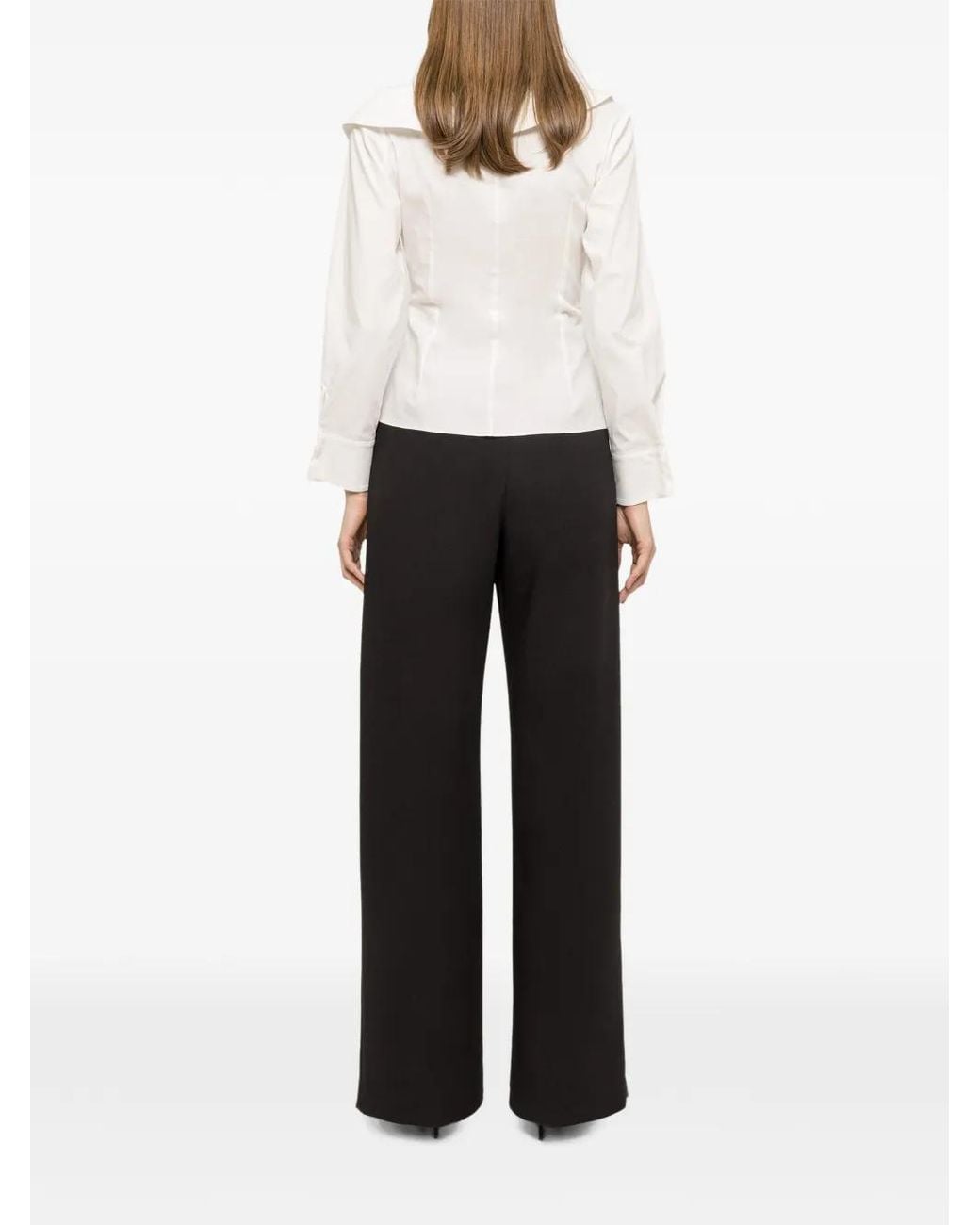 Nissa White Asymmetrical Crystal-Embellished Shirt