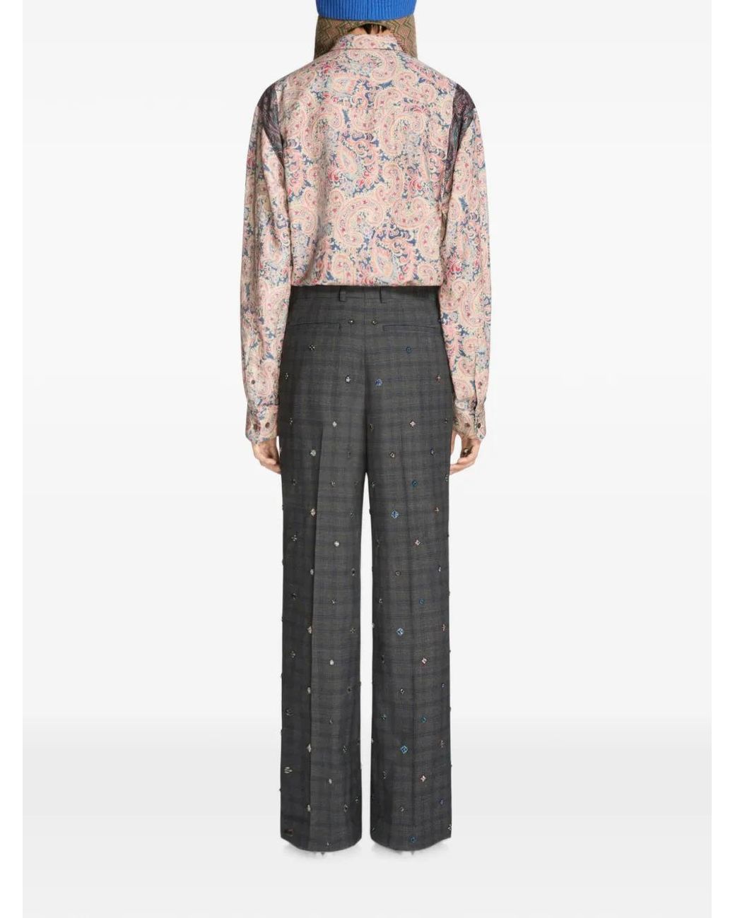 Dries Van Noten Gray Embroidered Straight-Leg Trousers for men