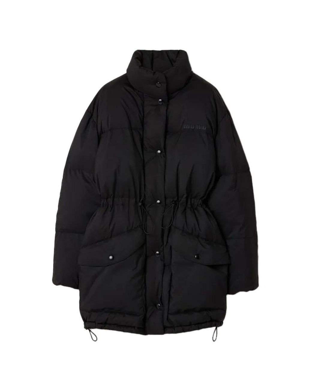 Miu Miu Black Drawstring-Waist Coat