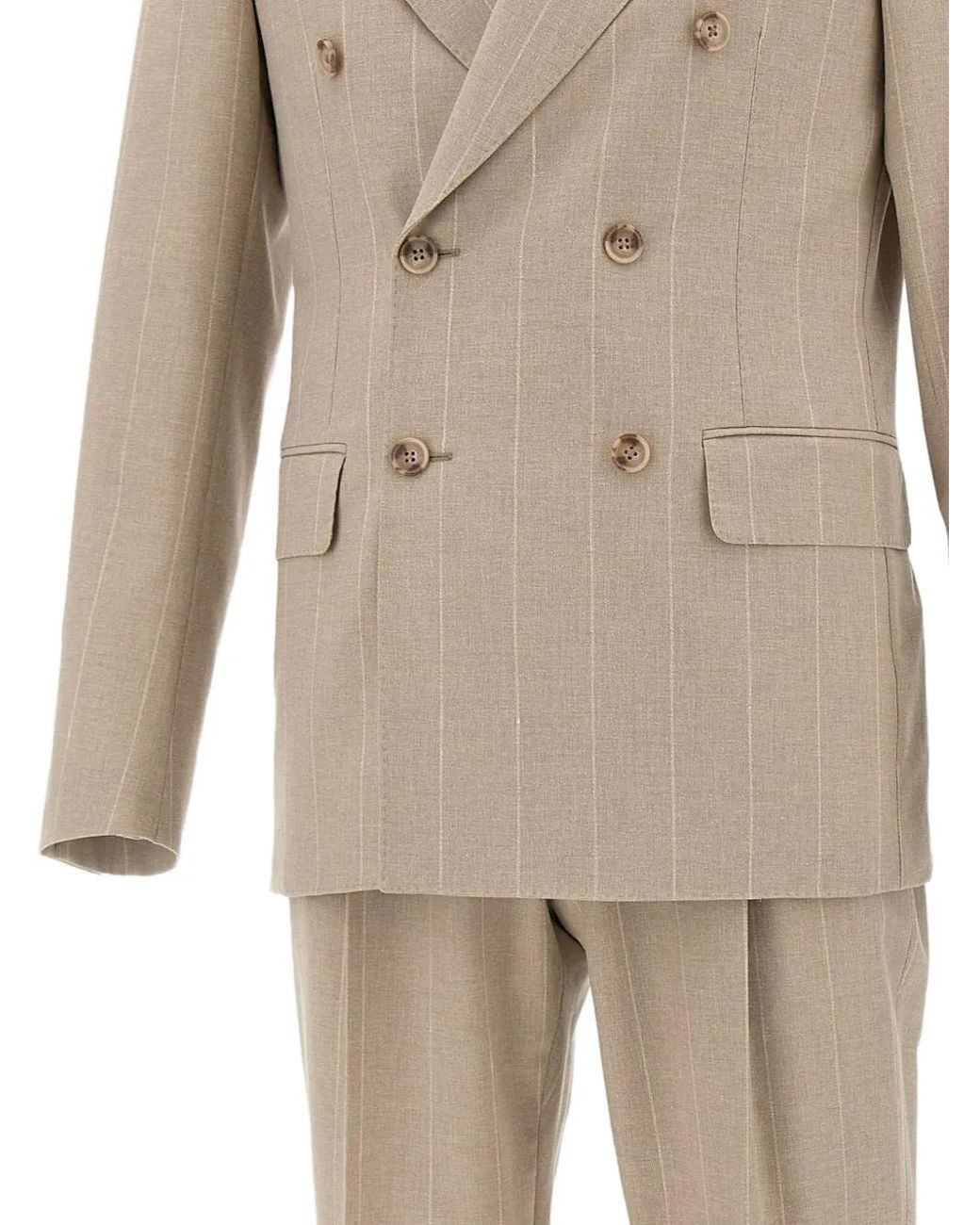 Corneliani Natural Pinstripe Double-Breasted Suit for men