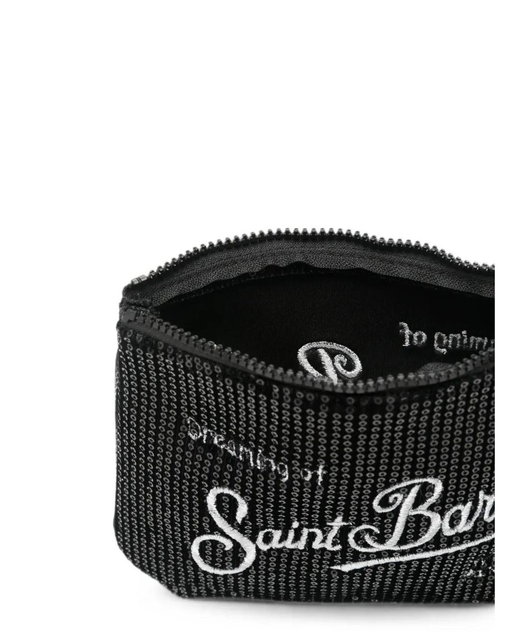 Mc2 Saint Barth Black Aline Sequin-Embellished Embroidered Clutch Bag