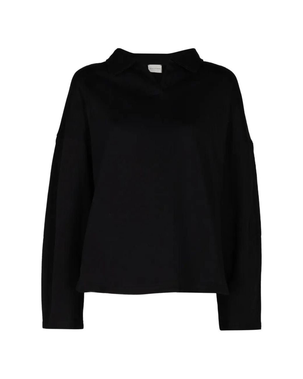 Deiji Studios Black Polo-Collar Sweater