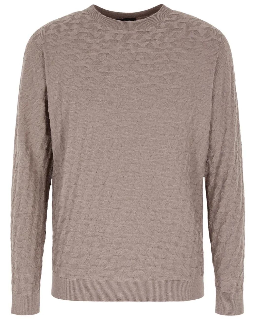 Giorgio Armani Brown Crew-Neck Geometric Jumper for men