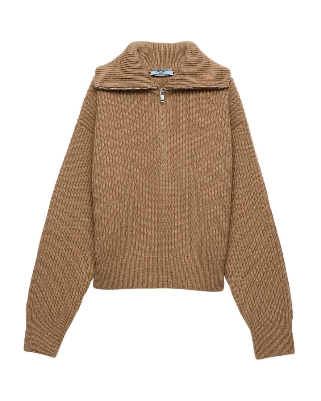 Prada Natural Klassischer Kaschmirpullover