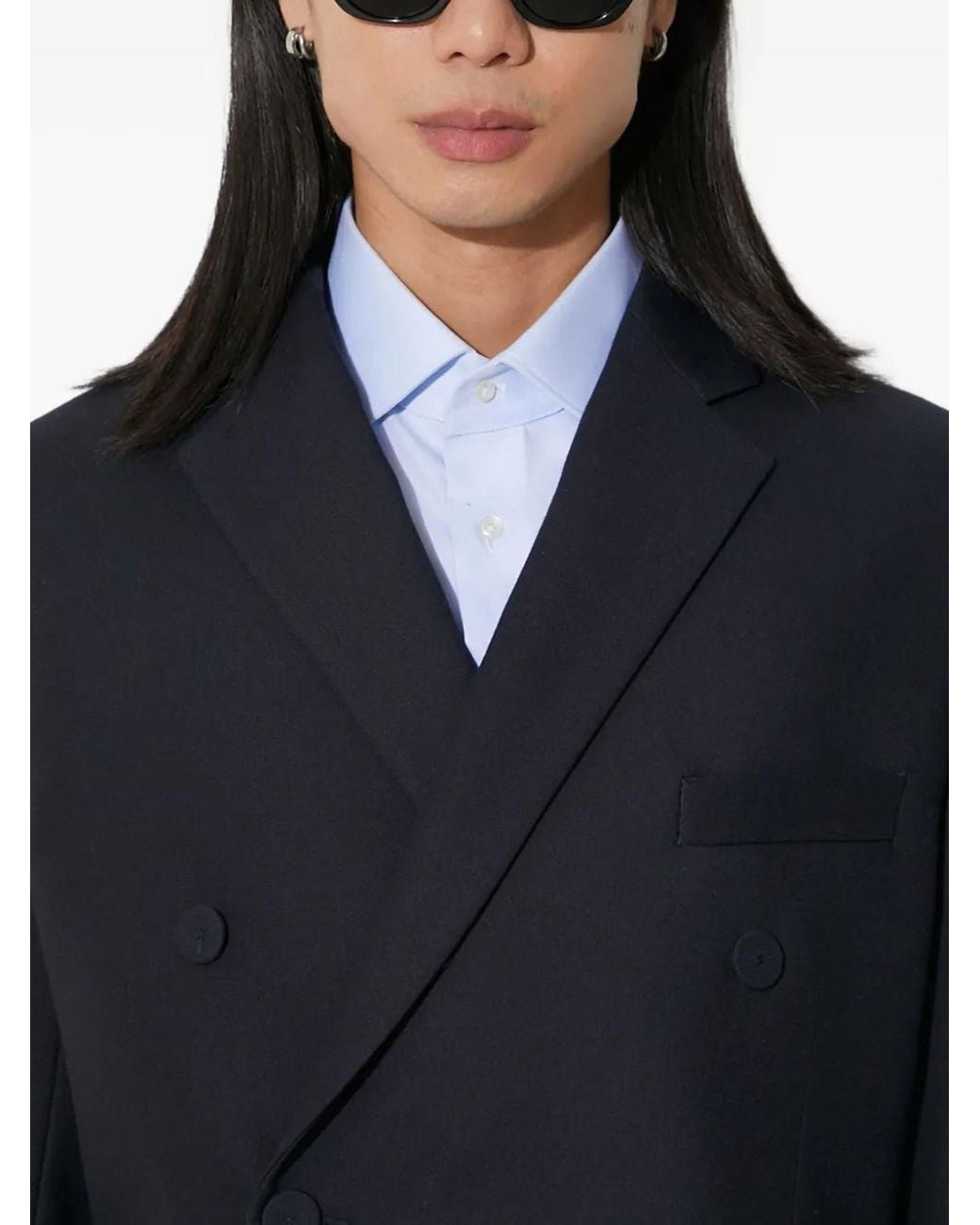 424 Black Double-Breasted Wool Jacket for men