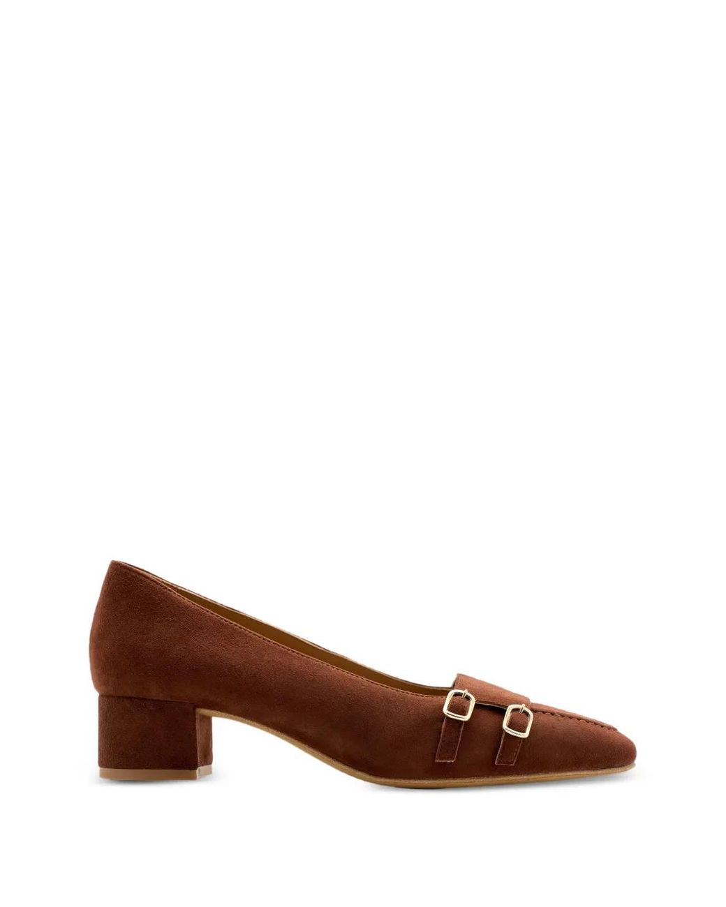 Lottusse Brown Goya Double-Buckle Leather Pumps