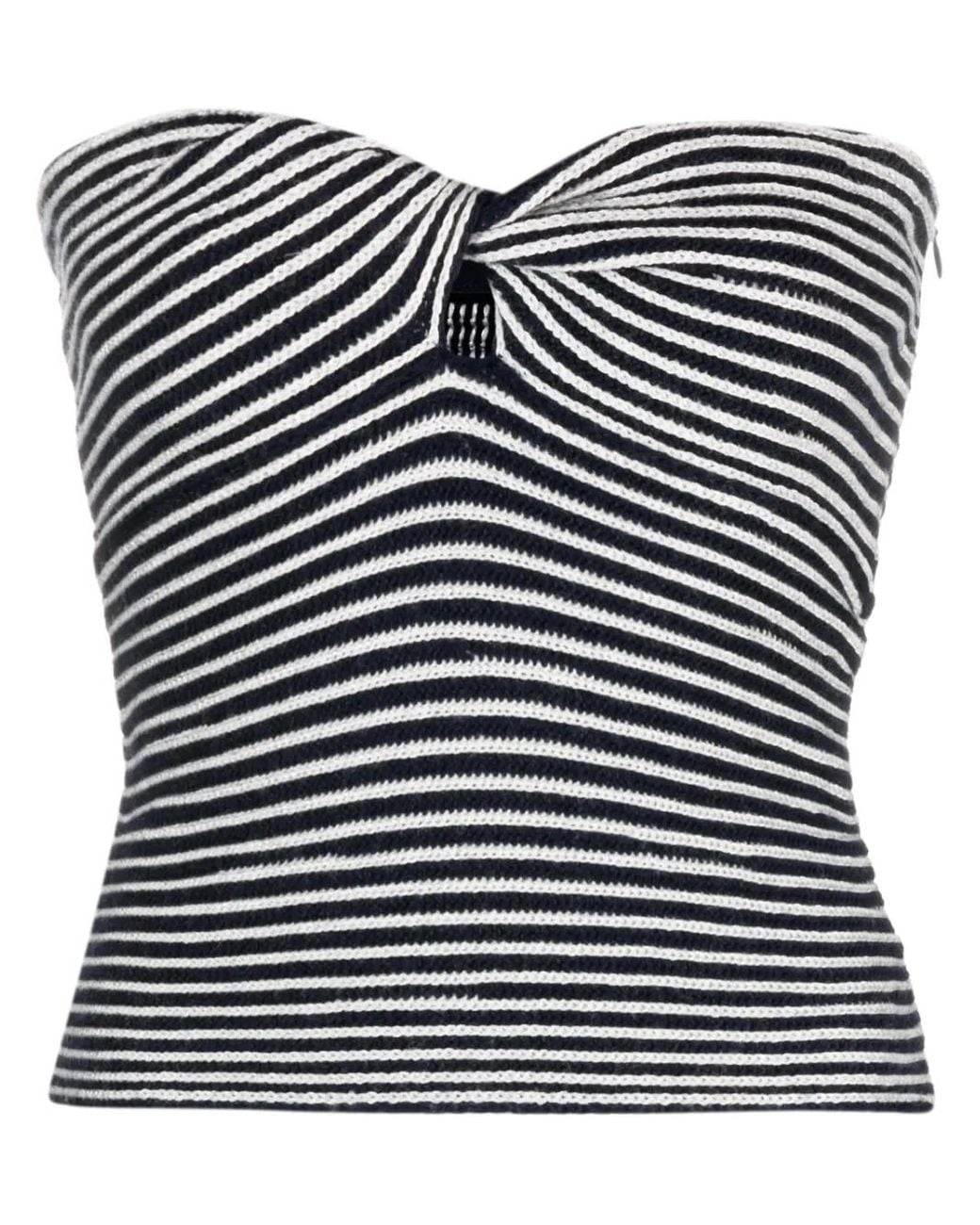 Zadig & Voltaire Black Twista Striped Crochet-Knit Wool Top