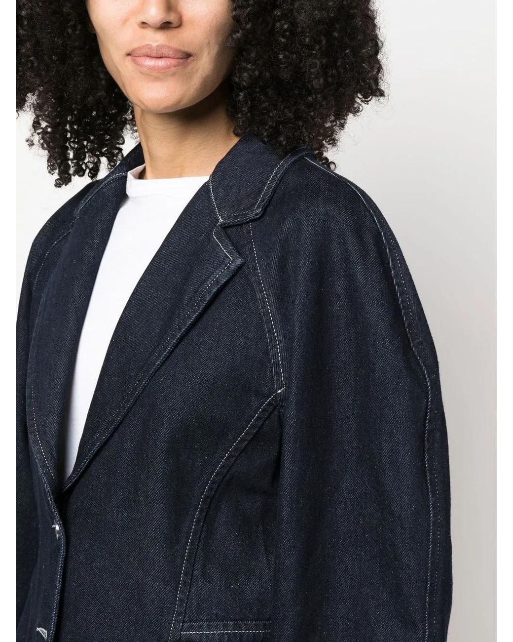 Alberta Ferretti Blue Single-Breasted Denim Blazer
