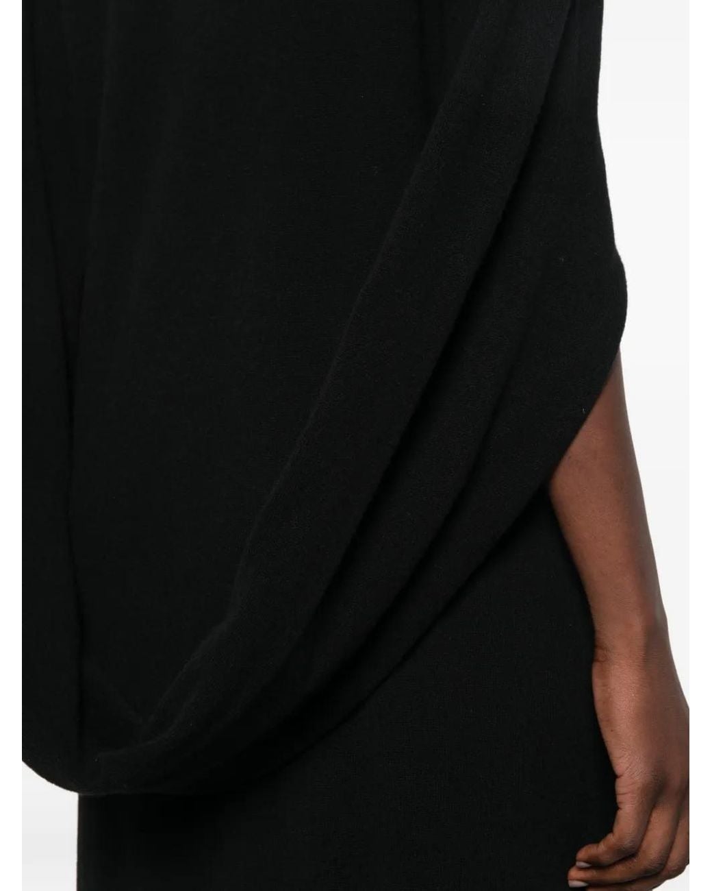 Uma Wang Black Wrap High-Neck Raglan-Sleeve Maxi Dress