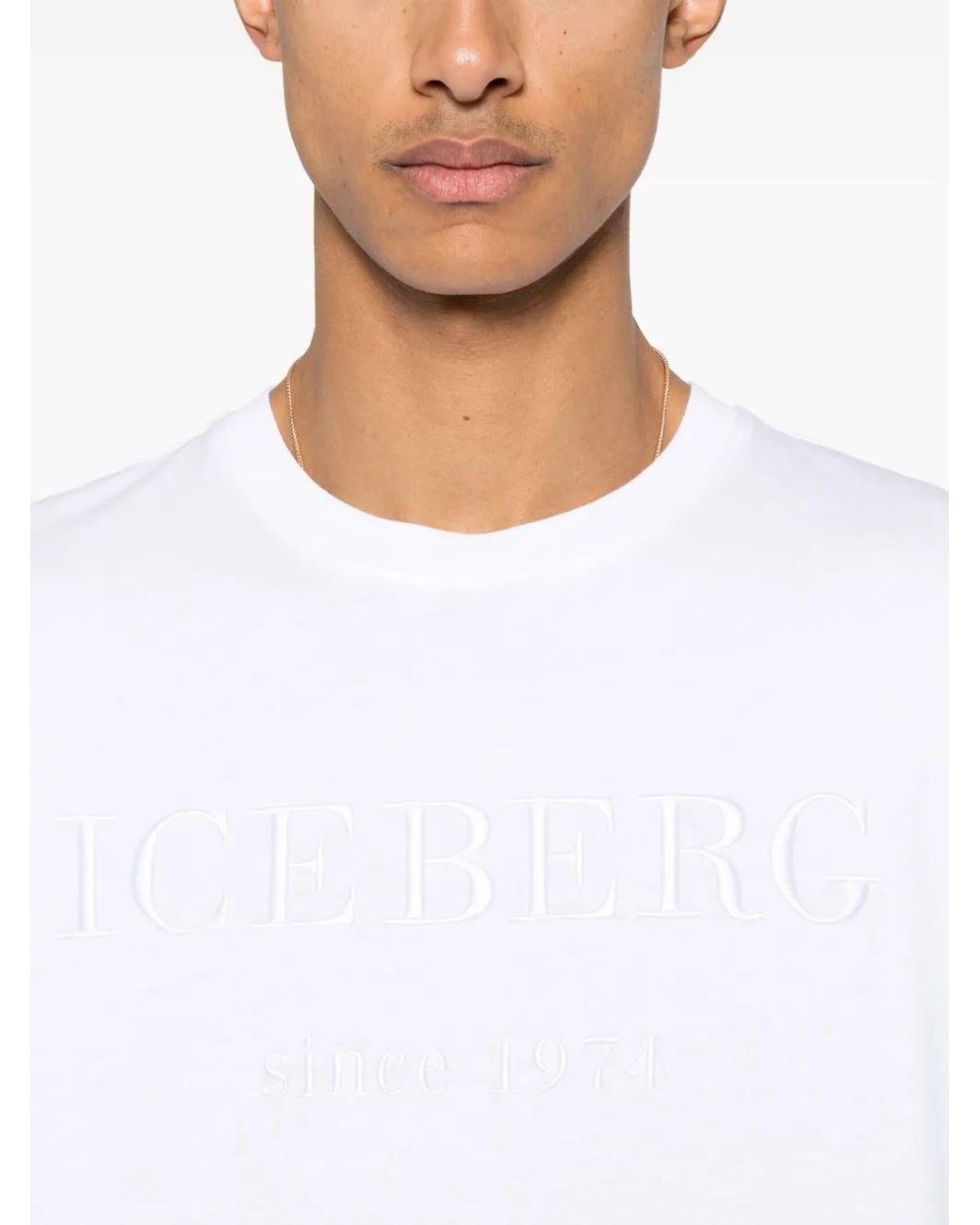 Iceberg White Logo-Embroidered T-Shirt for men