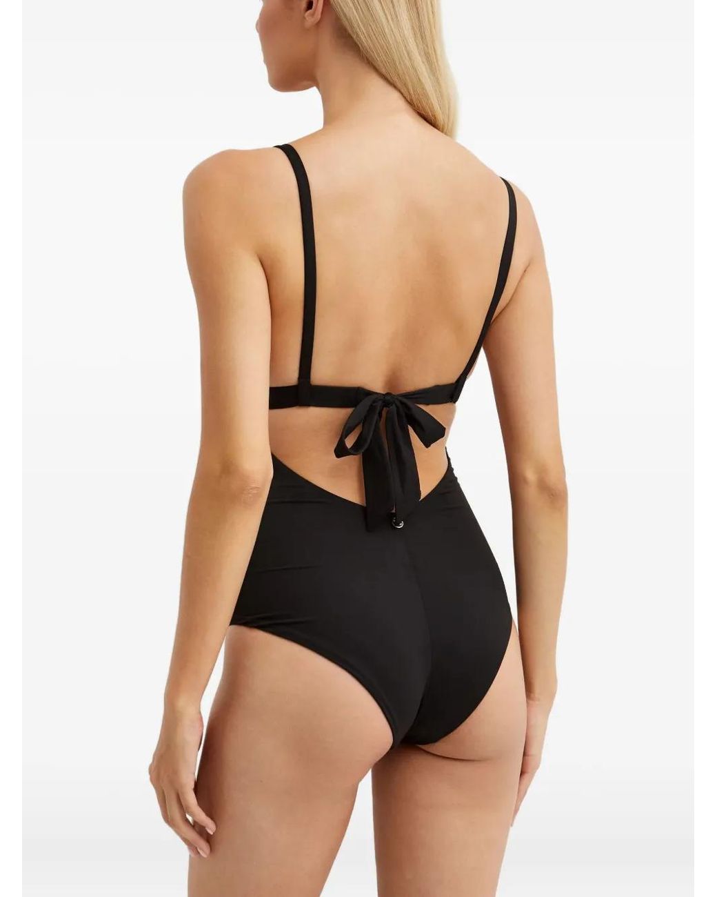 Max Mara Black Crystal Monogram-Print Swimsuit