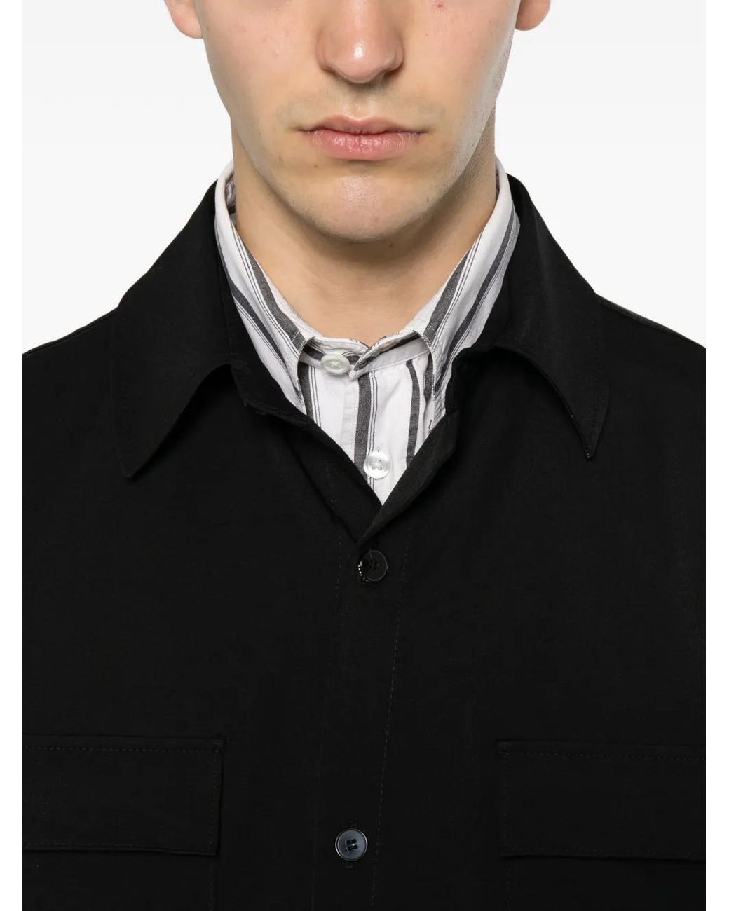Karl Lagerfeld Black Flap-Pocket Overshirt for men