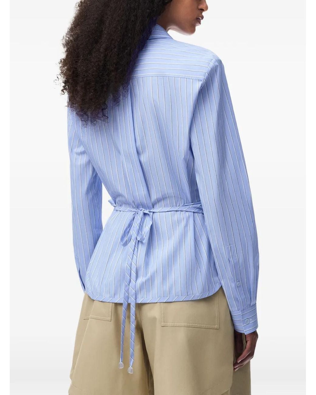 Loewe Blue Chemise Rayée À Taille Nouée