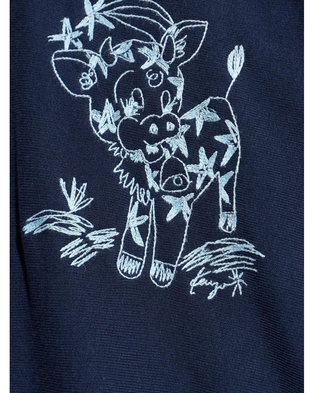 KENZO Blue Cartoon-Embroidery Crew-Neck Sweatshirt for men