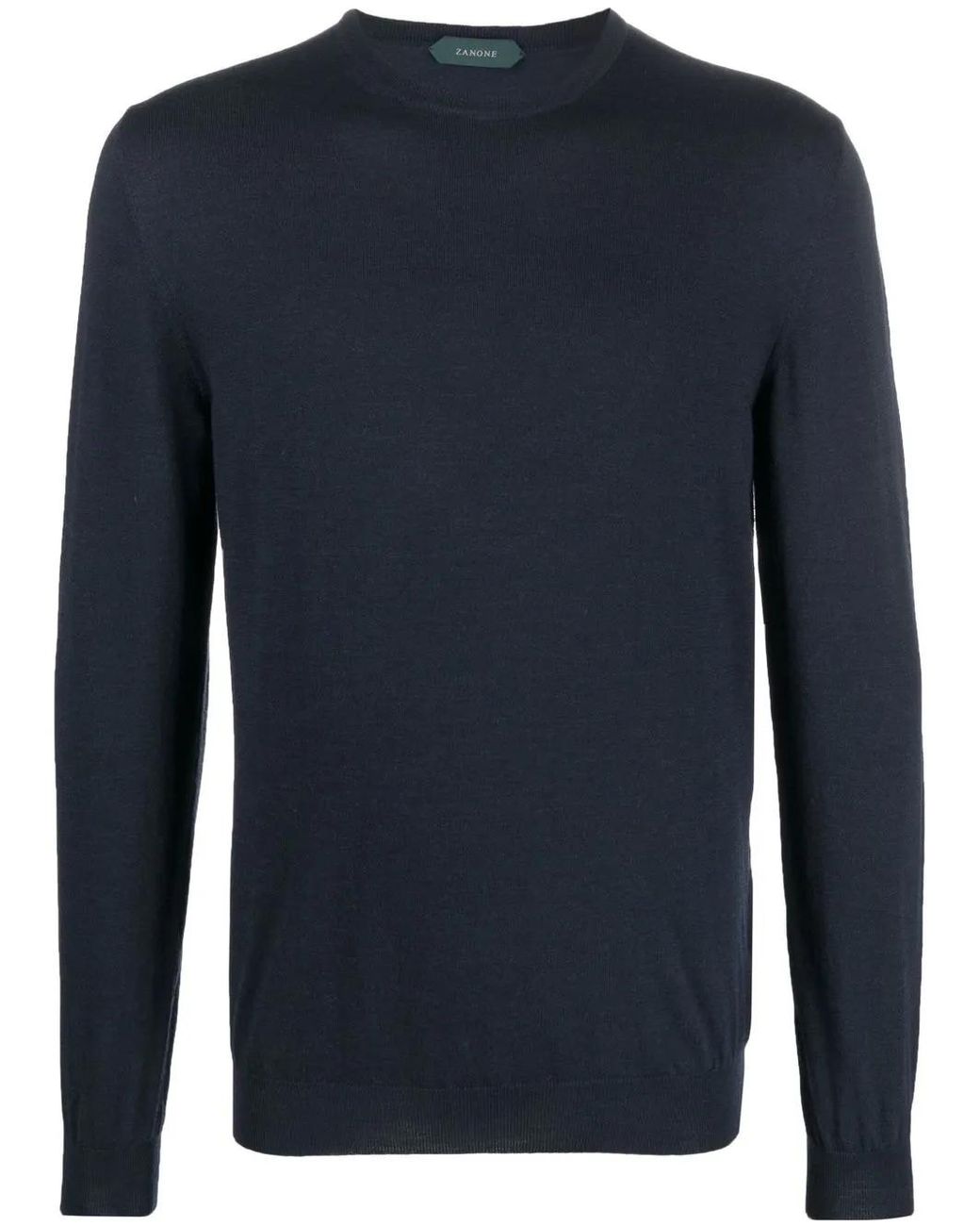 Zanone Blue Crew-Neck Wool-Blend Sweater for men