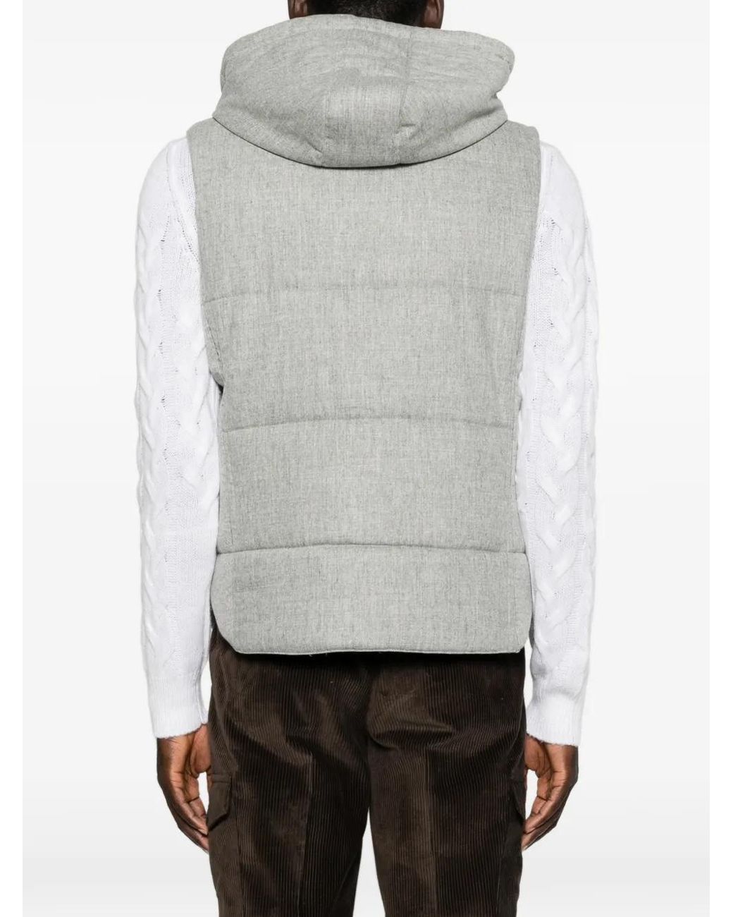 Gran Sasso Gray Quilted Hooded Gilet for men