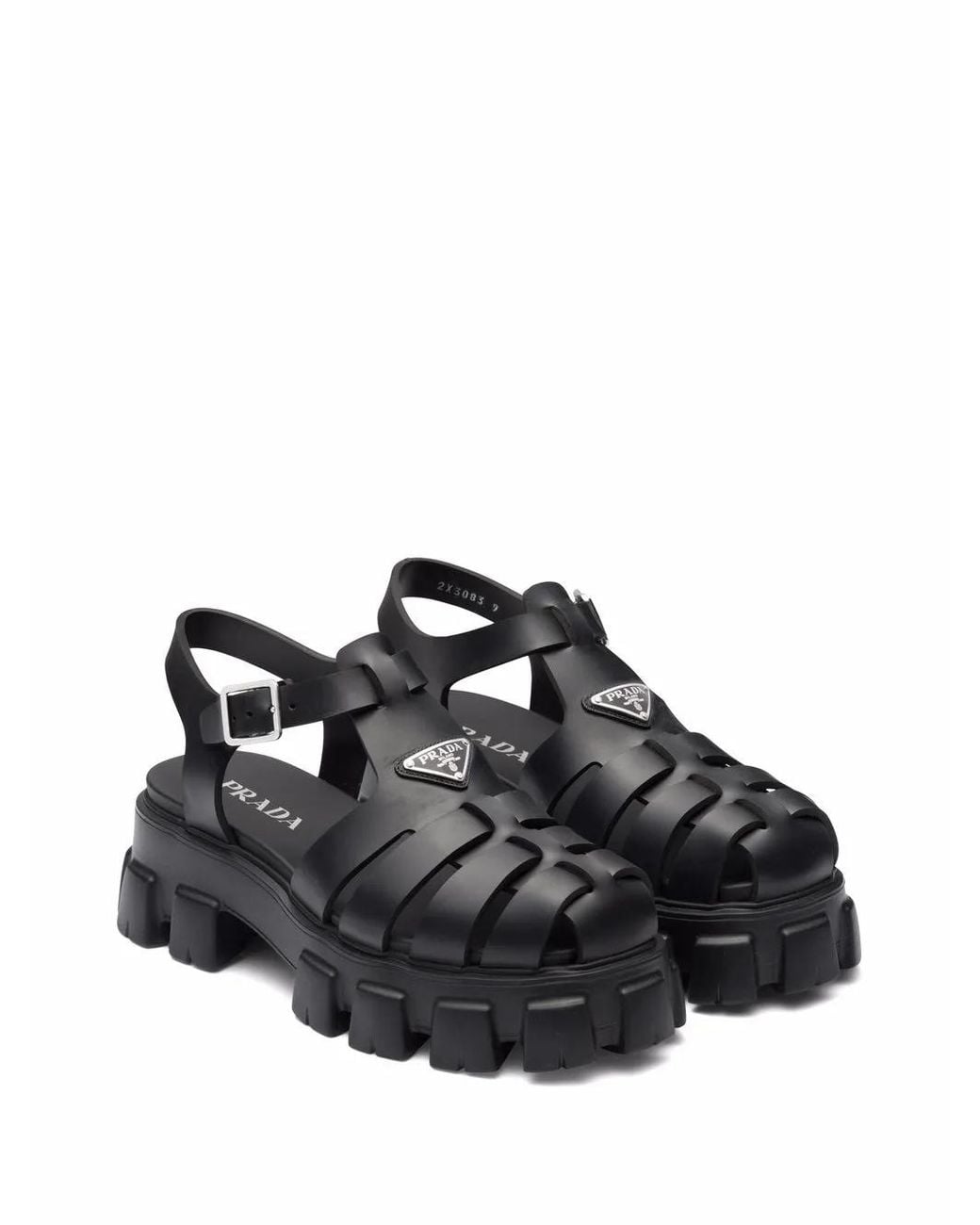 Prada Black Branded Rubber Sandals for men