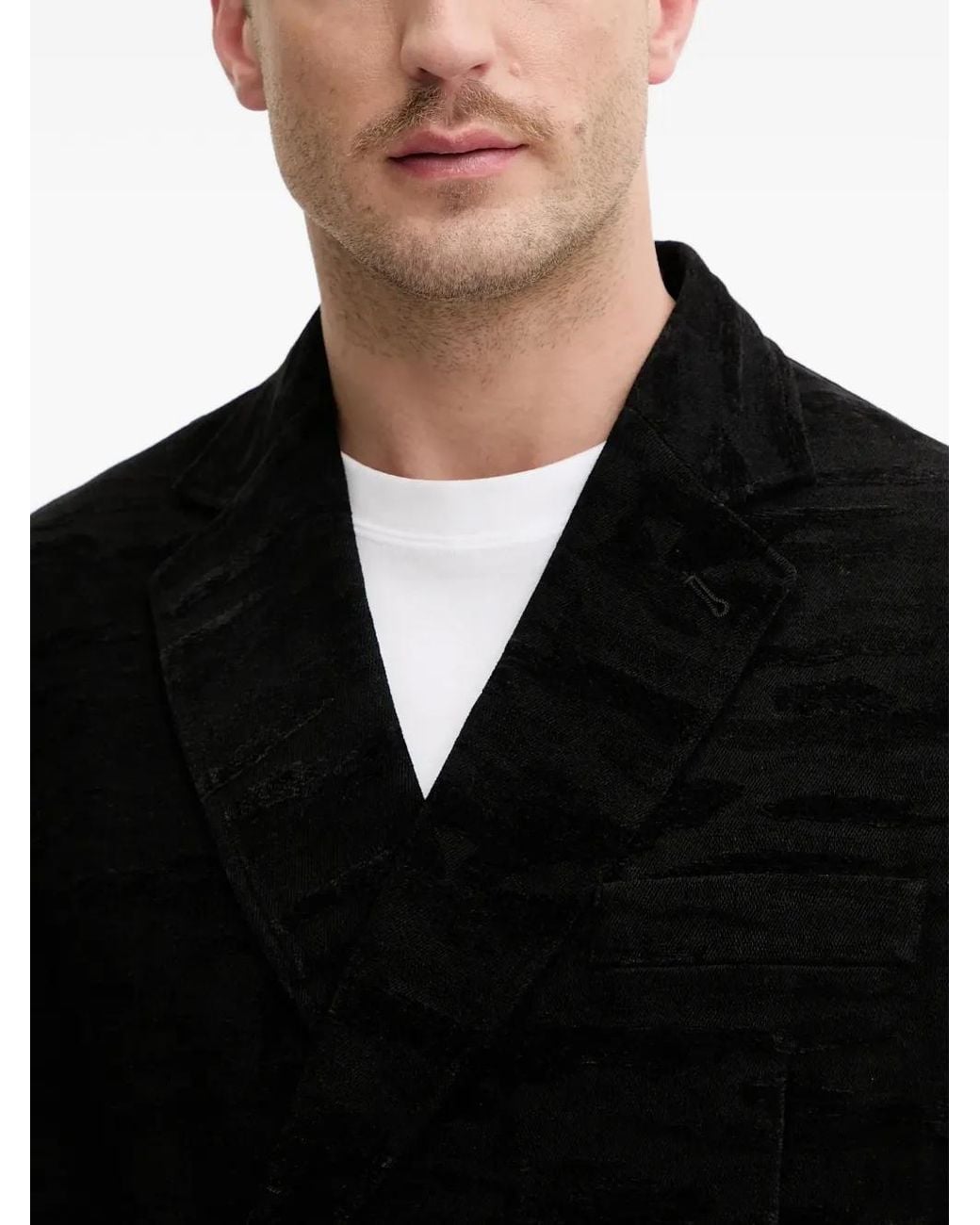 ARMANI EXCHANGE Black Jacquard Denim Jacket for men