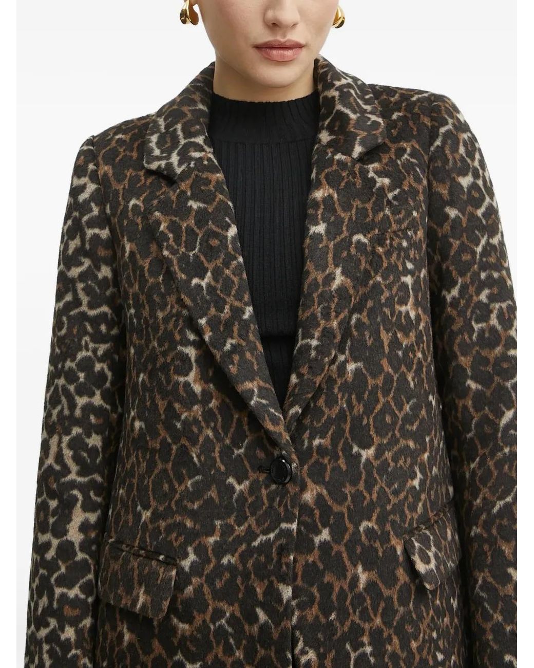 Morgan Black Leopard-Print Coat