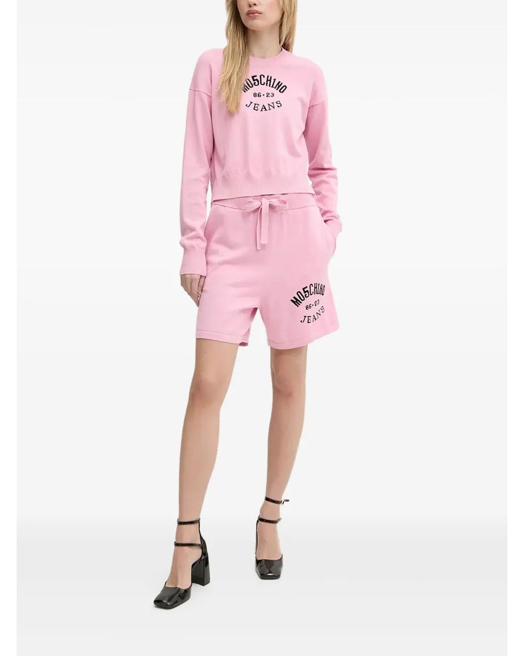 Moschino Pink Logo-Embroidered Shorts