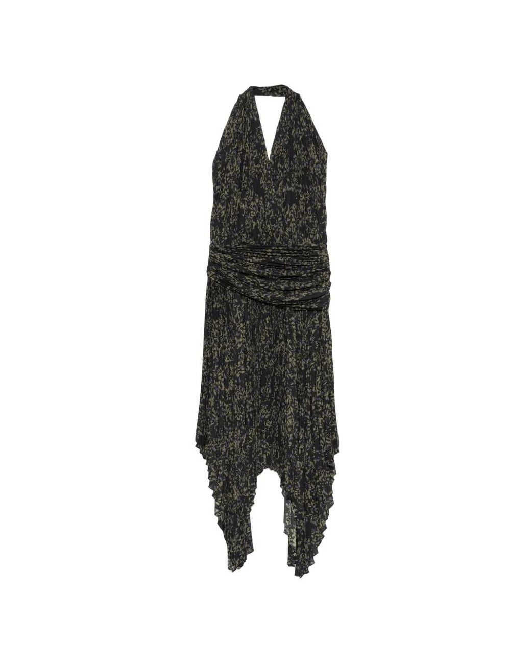 Proenza Schouler Black Paulina Floral-Print Pleated Maxi Dress