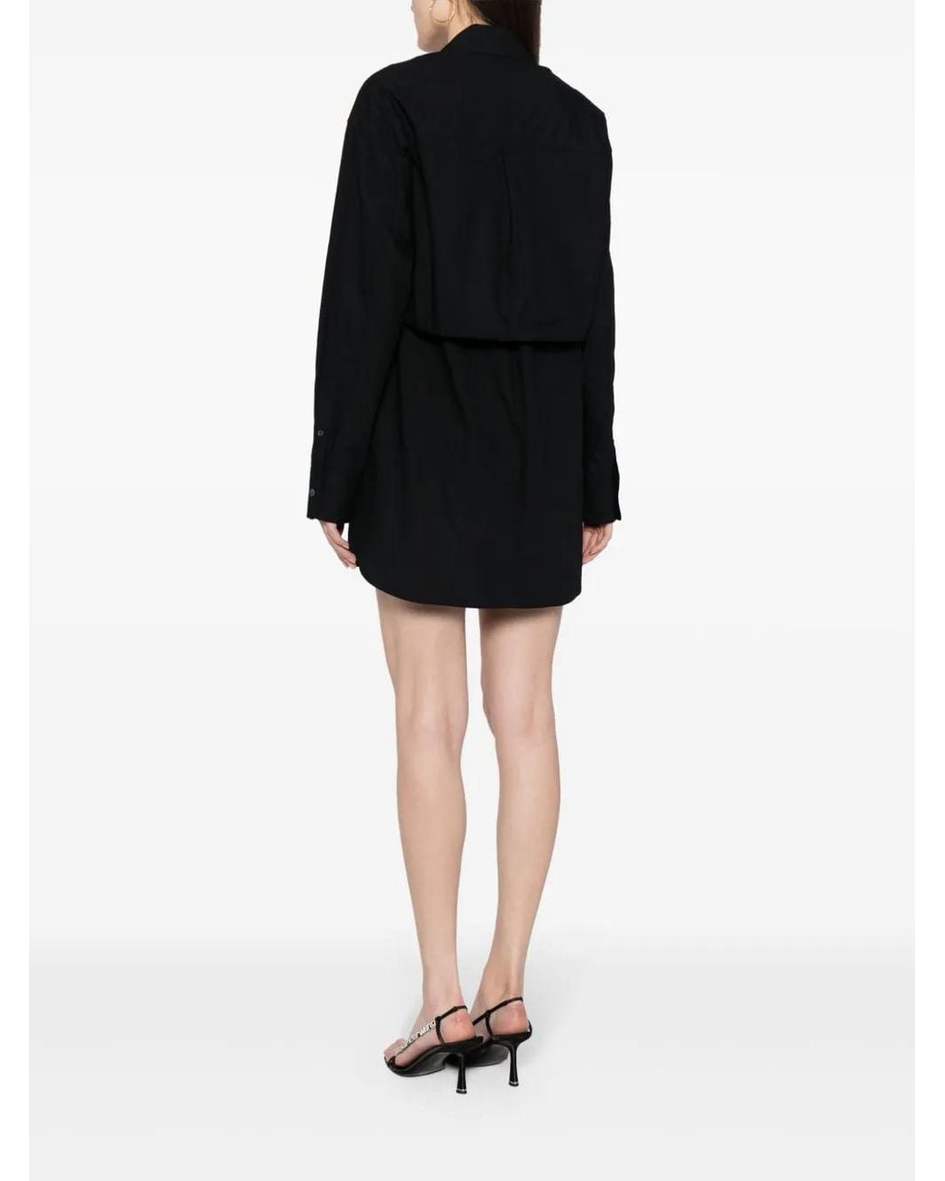 Alexander Wang Black Double Layered Self-Tie Shirt Mini Dress