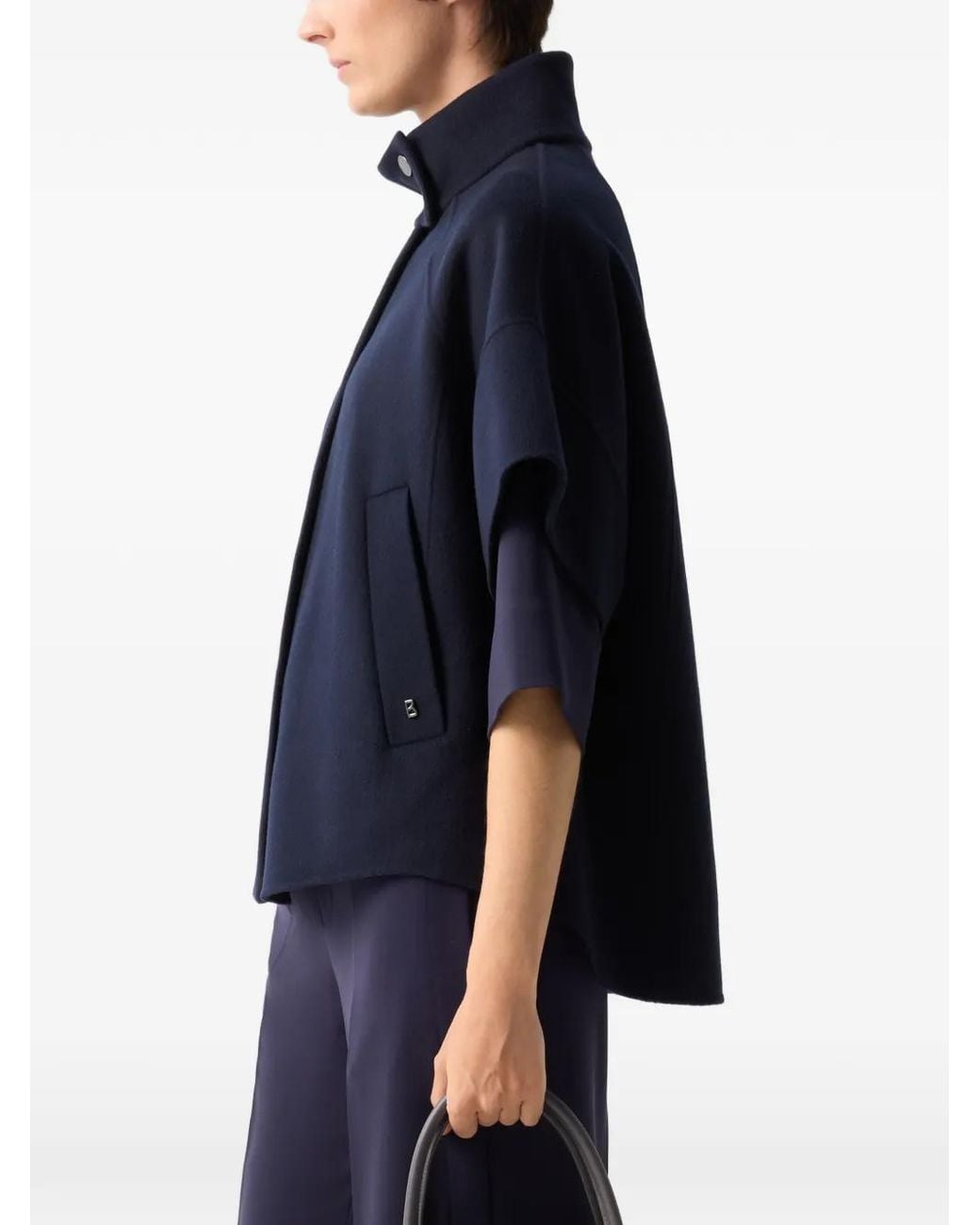 Bogner Blue Venice Double-Faced Wool Cape