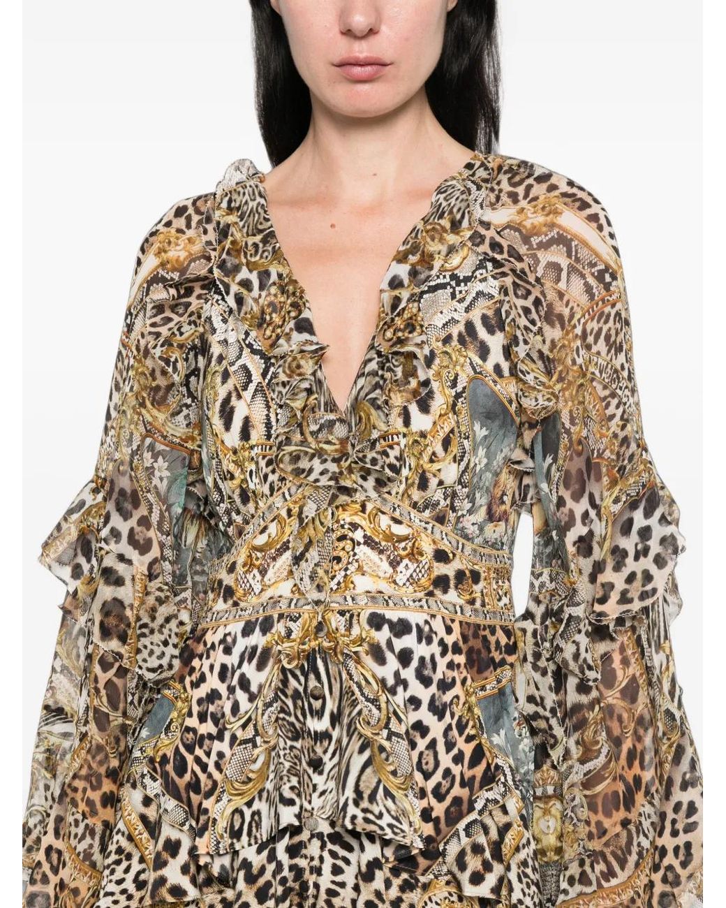Camilla Natural Ruffled Silk Mini Dress