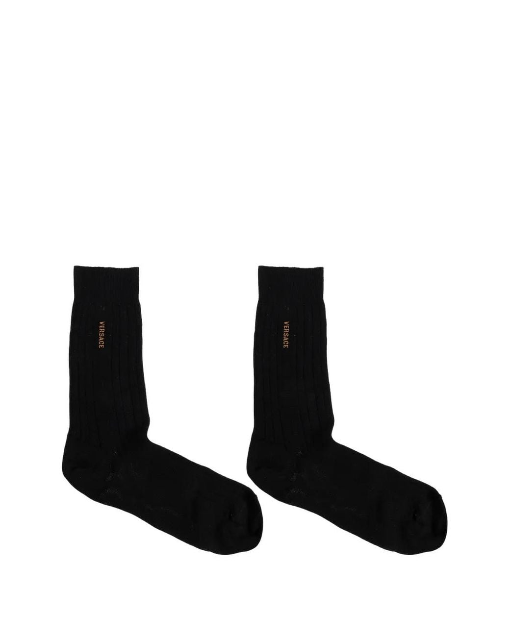 Calcetines De Algodón En Canalé Bordados Versace de hombre de color Black