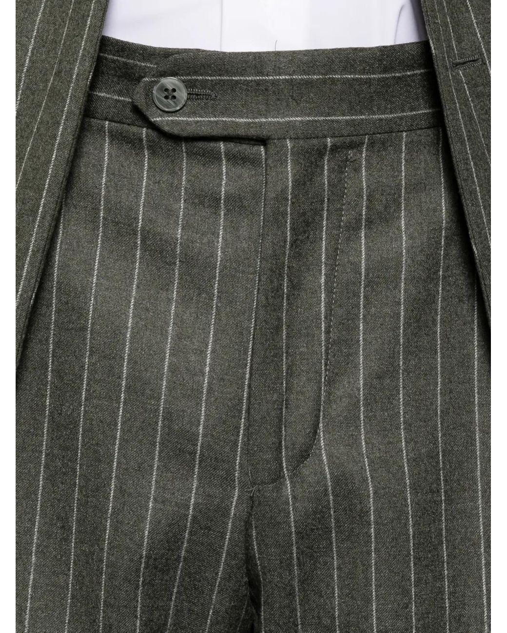 Luigi Bianchi Gray Double-Breasted Pinstripe-Pattern Suit for men