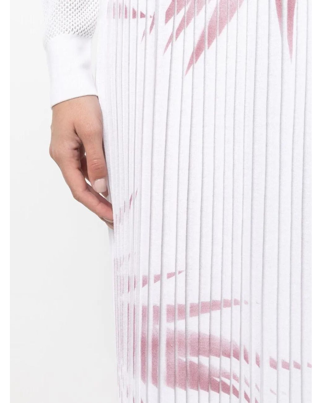 Lorena Antoniazzi White Palm Tree-Print Pleated Skirt