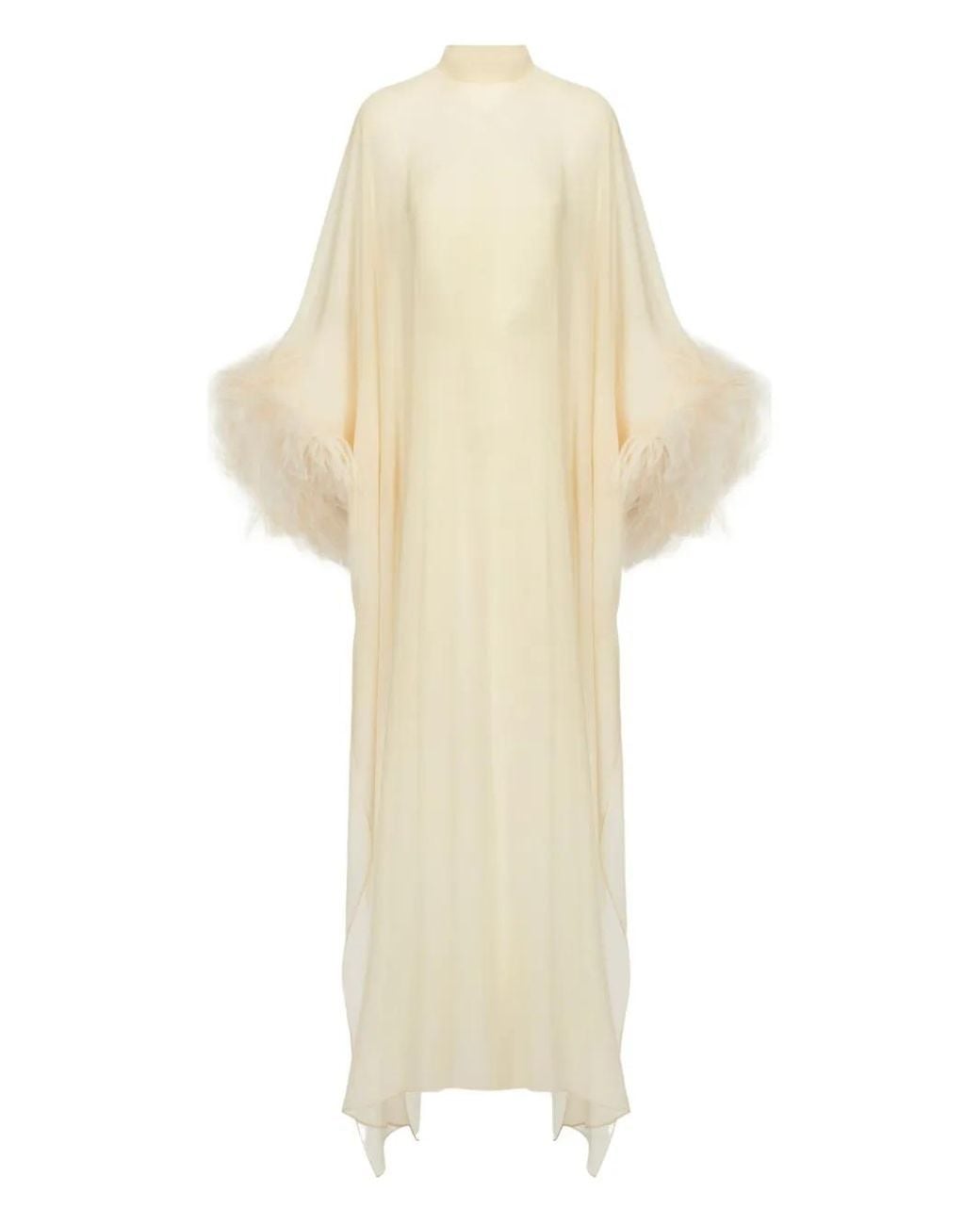 Taller Marmo White Feather-Embellishment Maxi Dress
